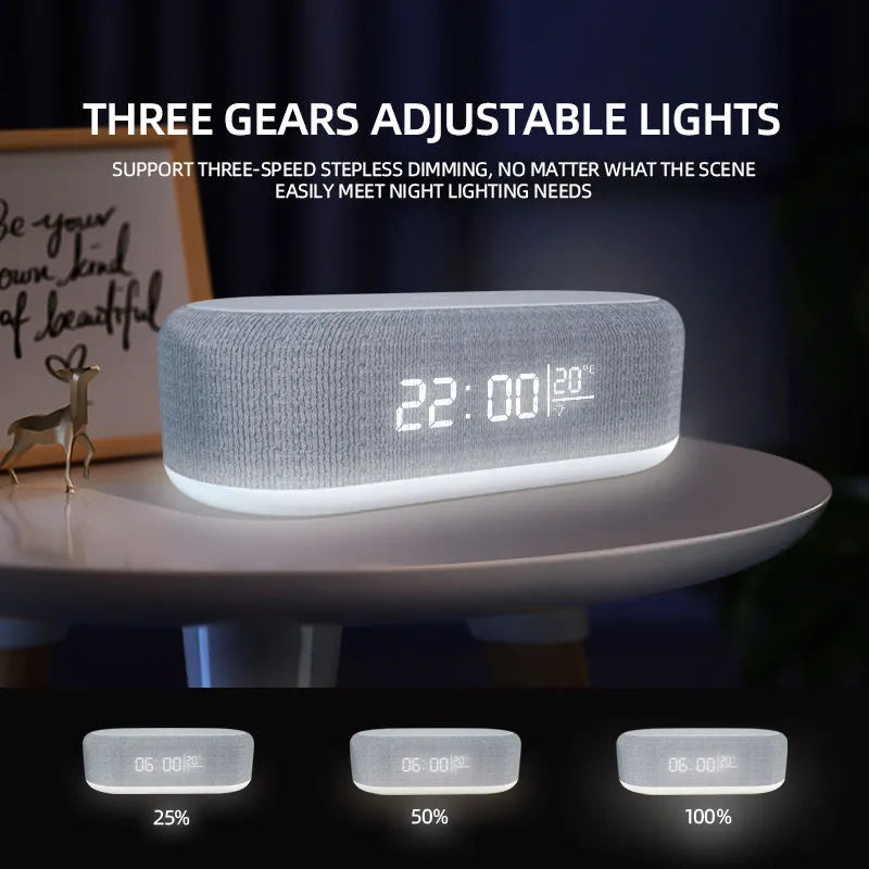 Chargeur sans fil réveil heure lumière LED thermomètre écouteur chargeur de téléphone 15W Station de charge rapide pour iPhone et Samsung