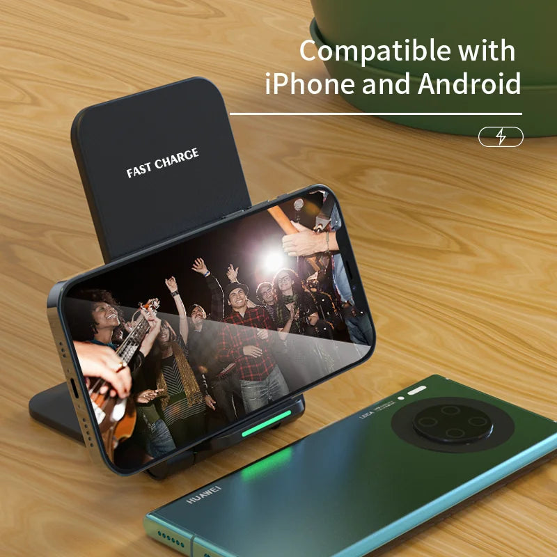 Chargeur sans fil 30W, Ultra pliable, support de téléphone, charge rapide, pour iPhone 14 13 12 Pro Max 11, Samsung Note 20/10 S21